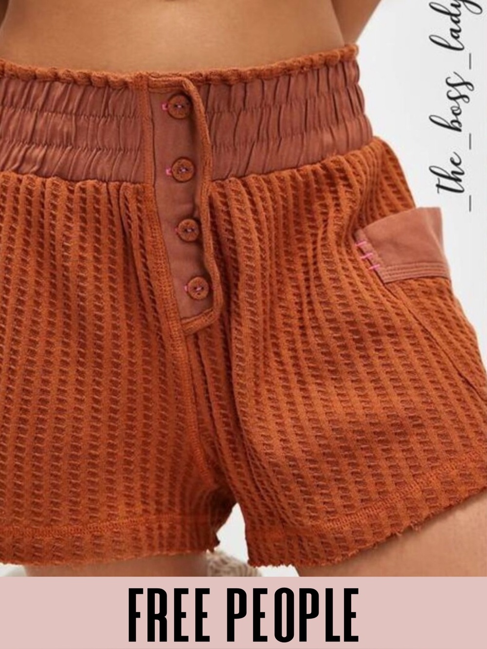 Free People shorts thermal cotton waffle pull on stretchy textured XS